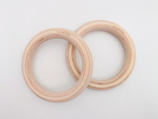 Gymnastic rings made of beech wood