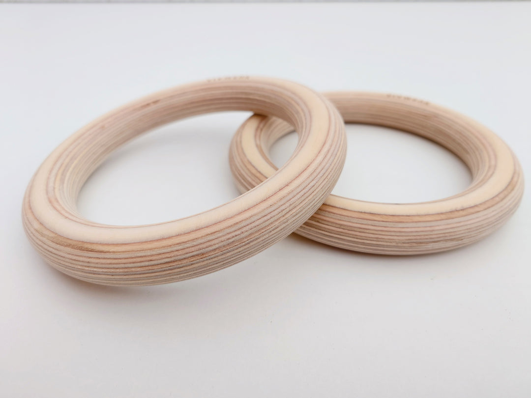 Gymnastic rings made of beech wood